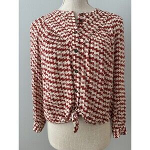 Maeve by‎ Anthropologie Avignon Button Front Blouse Scottish Terrier Size PXS